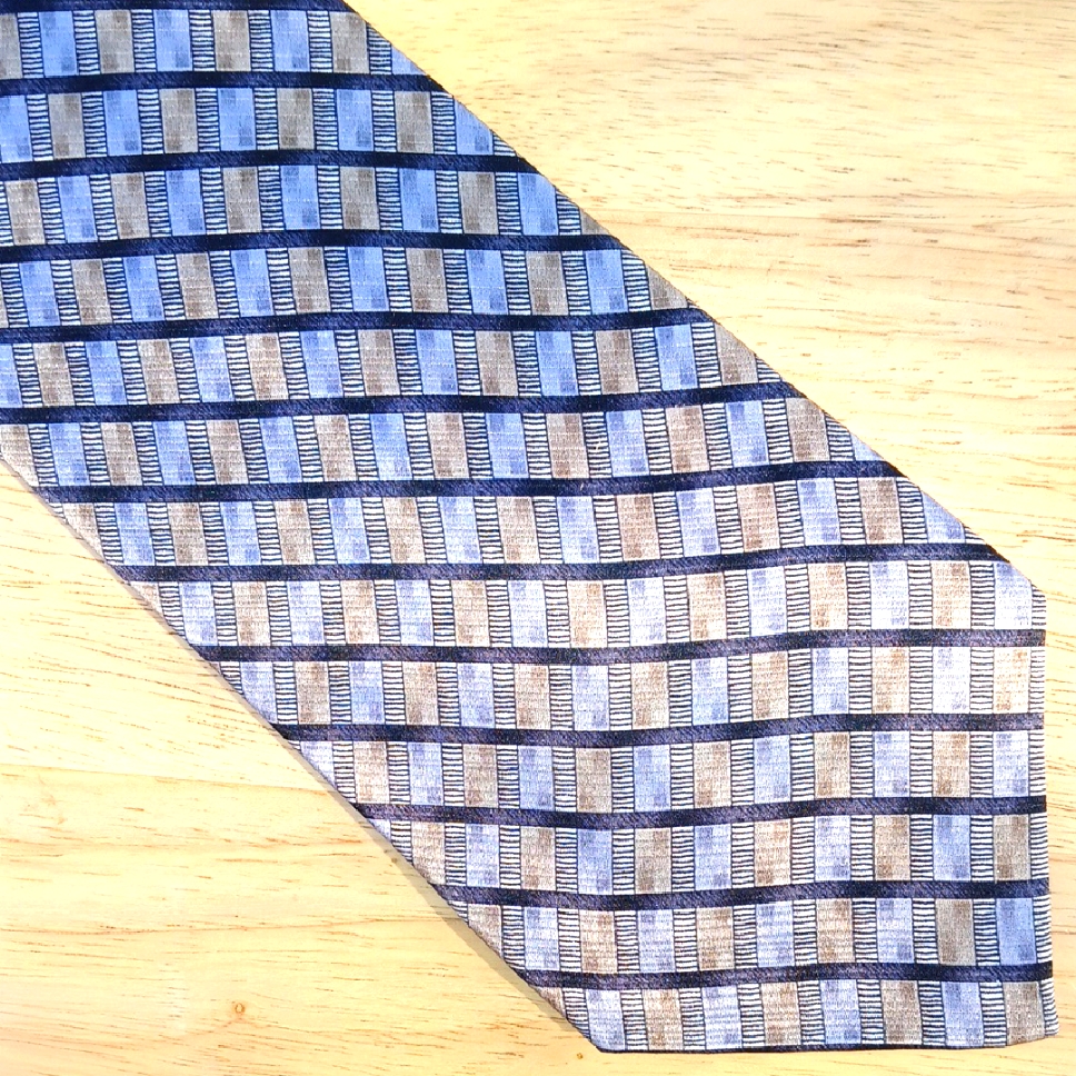 Joseph  Feiss Gray And Tan Geometric Tie